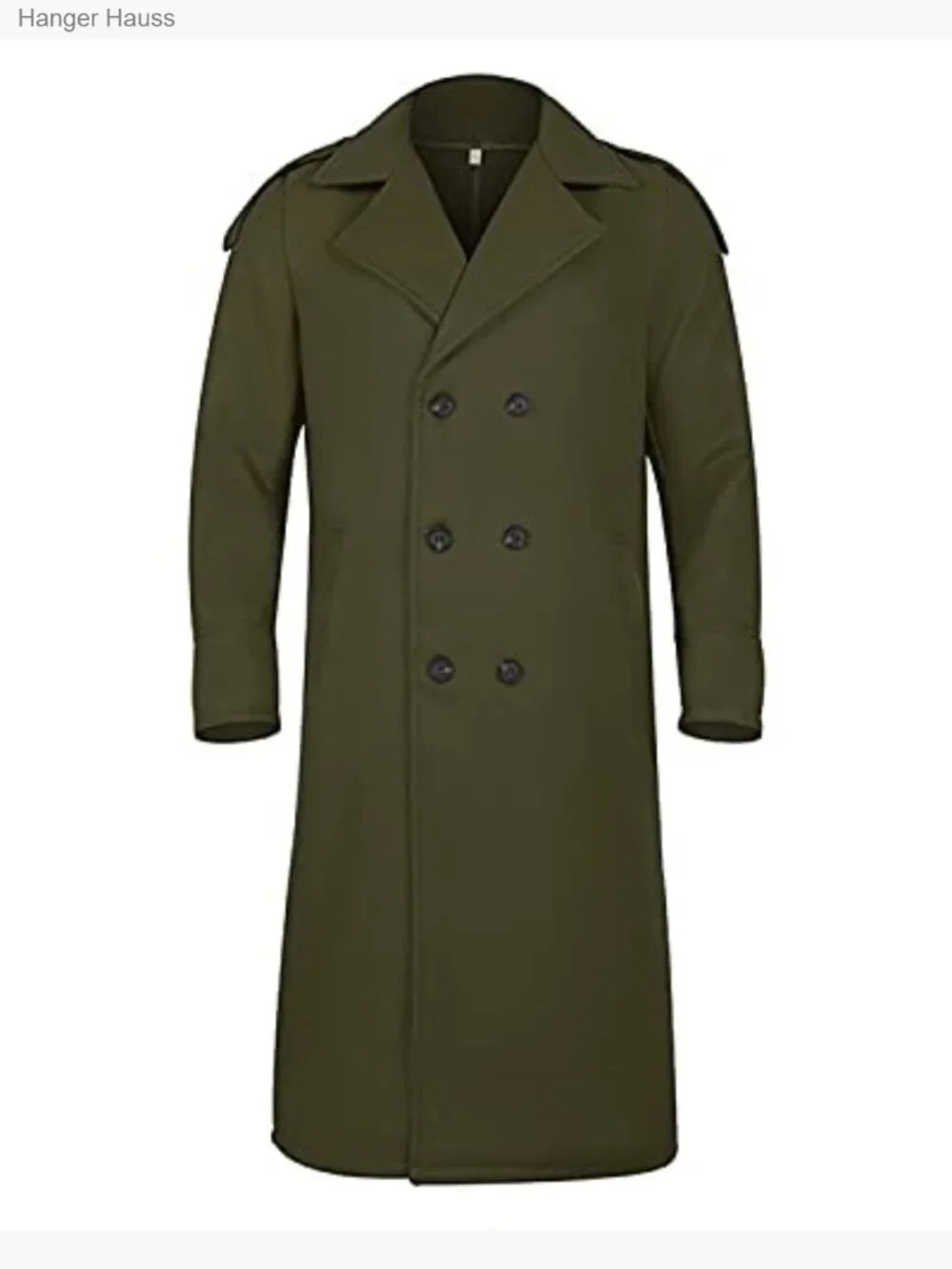 Men's Oversized Notched Faux Wool Blend Knee Length Trench Coat Winter Jacket_2